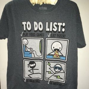 Funny grey unisex kid graphics tshirt “to do list” size medium